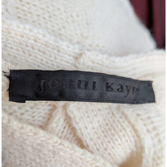 Jenni Kayne Alpaca Sweater M Cream Pullover Wool Slit Open Back Crew Neck Work - Picture 6 of 9
